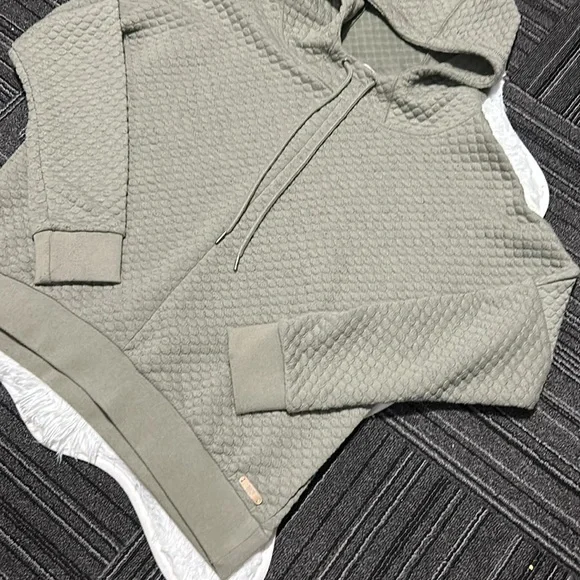 BKE Buckle Women’s Olive Green Quilted Pullover Hoodie Size Medium - Picture 10 of 16